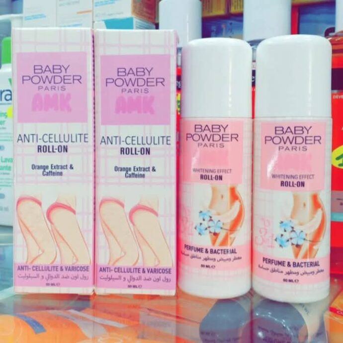 Roll éclaircissantes+anti cellulite baby powder